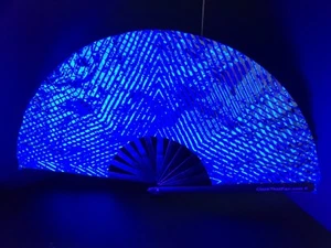 Trance 14" UV glow bamboo clack fan for parties circuit - Picture 1 of 3