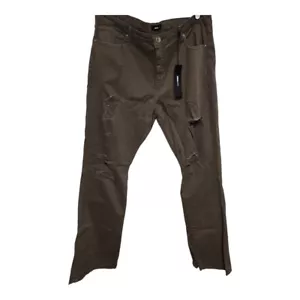Fashion Nova men pants size 42 brown who's gonna check me stacked skinny flared - Picture 1 of 12