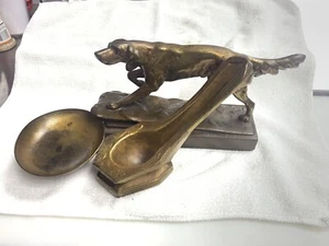 Marked ARMOR BRONZE CLAD METAL ENGLISH IRISH DOG BOOKEND PIPE HOLDER ASHTRAY - Picture 1 of 7