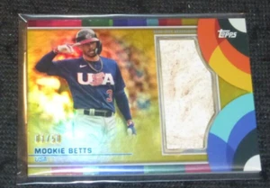 2023 Topps World Baseball Classic WBC Mookie Betts Game Used Base Gold #d 1/50 - Picture 1 of 1