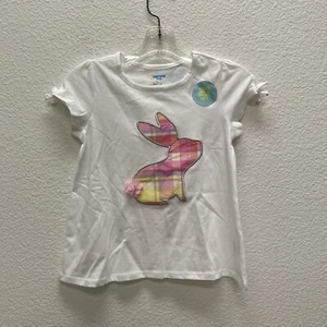 Lightning Bug Girls Size 6 Shirt With Bunny Easter White Plaid Rabbit 3D NEW NWT - Picture 1 of 6