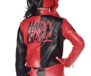Harley Quinn Faux Leather Jacket Cosplay Size M - Picture 1 of 5