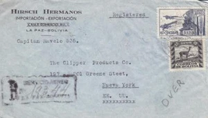 Bolivia a Ciudad de Nueva York, Registrado, Correo Aéreo, 1940, Ver Nota (21561) - Imagen 1 de 1