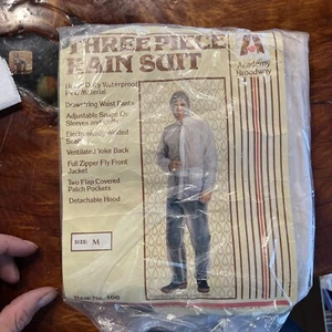 Vintage Academy Broadway Three Piece Rain Suit Waterproof Size Medium Opened - Picture 1 of 5
