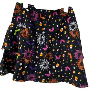 Girls Halloween Black Candy Corn Bats Spiderweb Stars Ruffle Tiered Skirt XXL 18 - Picture 1 of 2