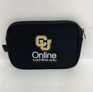CU Boulder Neoprene Soft Sleeve Multipurpose Zipper Pouch Black 8.5” X 6” - Picture 1 of 8