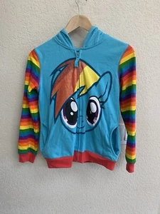MY LITTLE PONY Blue Rainbow Dragon Hooded Zip Sweatshirt Jacket Girls Size 16 - Picture 1 of 8