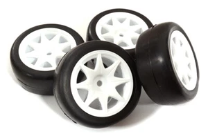 Plastic 8 Spoke Wheels w/ Rubber Slick Tires for 1/10 Mini & Tamiya M-Chassis - Picture 1 of 1