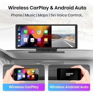 Car Dashboard Camera Dual Lens 4K+1080P GPS Navigation AUX CarPlay Android Auto - Picture 1 of 9