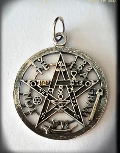 925 Sterling Silver Tetragrammaton pentagram pagan wiccan Pendant  - Bild 1 von 1