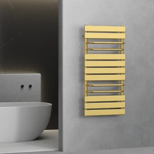 Designer Gold Heated Radiator 500x1000 mm Central Heating 4 Towel Holders Includ - Picture 1 of 16