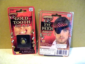 Eye Patch & Gold Tooth Pirate Buccaneer New In Sealed Packaging. - Picture 1 of 2