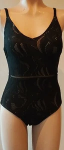 Hermoso traje de baño FigLeaves negro de encaje con control de inmersión para mujer talla 8 - Imagen 1 de 2