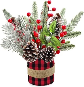 Small Tabletop Christmas Tree, Artificial Mini Christmas Tree Decorations with P - Picture 1 of 7