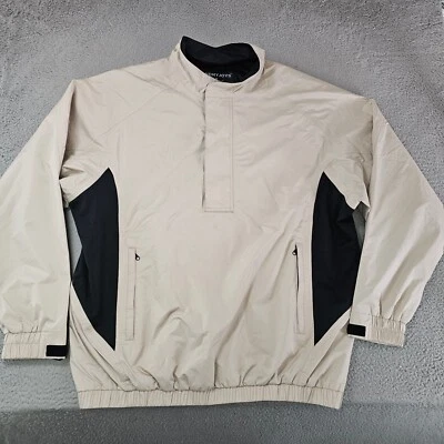 Dryjoys By Footjoy Jacket Mens Large Khaki Tan Rain Coat Shell Golf 1/2 Zip - Image 1 of 4