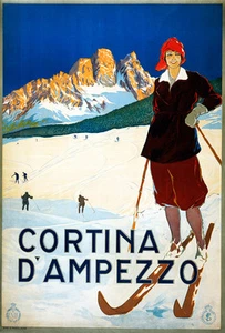 Cortina D'ampezzo Italian Travel Poster Vintage A1 Art Paper Print - Picture 1 of 1