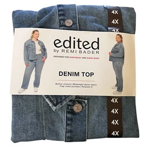 Damengröße 4X Denim Jeansjacke Shirt Oberteil bearbeitet von Remi Bader authentisch Relax - Bild 1 von 10