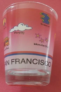 Cable Car Peace Sign Bridge Flowers  San Francisco  Colorful NEW Shot Glass #2 - Picture 1 of 4