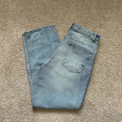 Хлопок на мешковатые джинсы 30 света стирка выцветший джинсовой ткани 90-х Y2K коньков широкая нога - Изображение 1 из 4