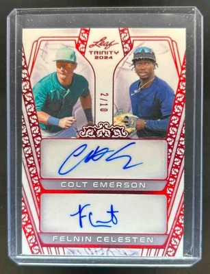 2024 Leaf Trinity Colt Emerson Felnin Celesten Dual Auto Red #2/10 - Image 1 of 2