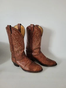 Justin 1652 Marbled Deerlite Tooled Brown Leather Western Cowboy Boots Men 9 EE - Picture 1 of 17