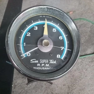 Sun SUPER Tach Vintage 8K 8000 RPM Blueline Tachometer w/ Cup mount SST-802 - Picture 1 of 5