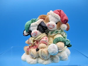 Mary's Moo Moos FROHE WEIHNACHTEN Kuh sitzend im Schnee Doppelfigur - Bild 1 von 8
