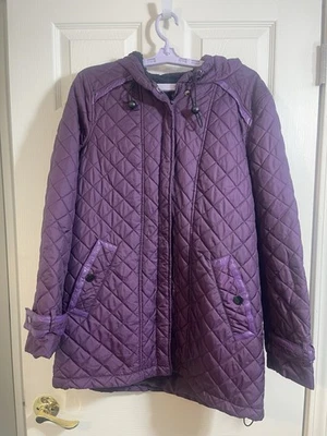 Chaqueta con Capucha Covington Para Mujer Púrpura Acolchada L Imitación Cuero Borde Forrada Cálida Foto 1 de 4