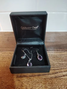 Coldwater Creek Purple Amethyst & Sterling Silver Teardrop Necklace Earrings Set - Picture 1 of 5