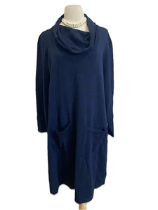 nina leonard Fine knit dress Cowl Neck Sheath Knee Marled Pockets Plus 1x Nwt - Picture 1 of 9