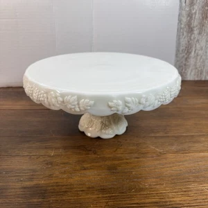 Westmoreland White Milk Glass Pedestal Cake Stand Paneled Grapes 11" - EXCELLENT - Picture 1 of 9