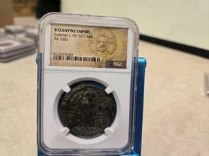 NGC Certified Ancient Byzantine Empire Coin 527-565 AD  Justinian Follis - Picture 1 of 4