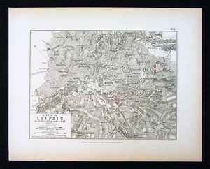 1855 Johnston Military 2 Maps - Napoleon Battle of Leipzig 1813 - Saxony Germany - Picture 1 of 1
