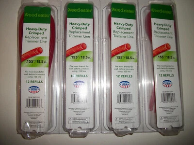 Weed Trimmer WEED EATER Heavy Duty Crimped 12 Refills Lot x4 .155" x 18.5" - Image 1 of 2