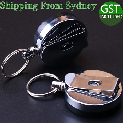 2pcs Heavy Duty Metal Chain Retractable Pull Key Ring Belt Clip ID Card Holder A - image 1 of 4
