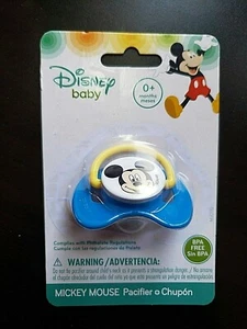 DISNEY BABY MICKEY MOUSE PACIFIER 0+ MONTHS BLUE AND YELLOW BPA FREE NWT - Picture 1 of 12