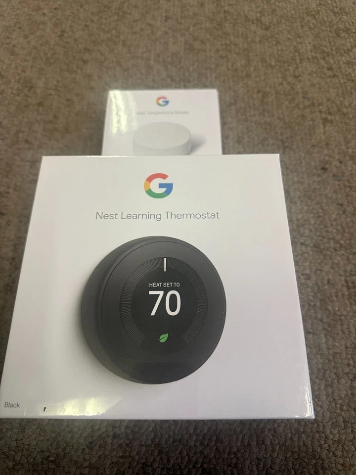 Nest 第 3 代学习黑色可编程恒温器 T3016US + 温度传感器 — 第 1/1 张图片