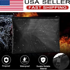 2000℉ Fire Proof money Bag Fireproof Document Pouch Waterproof Safe Cash US - Picture 1 of 12