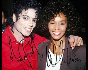Michael Jackson & Whitney Houston Autographed Signed Photo REPRINT - Picture 1 of 1