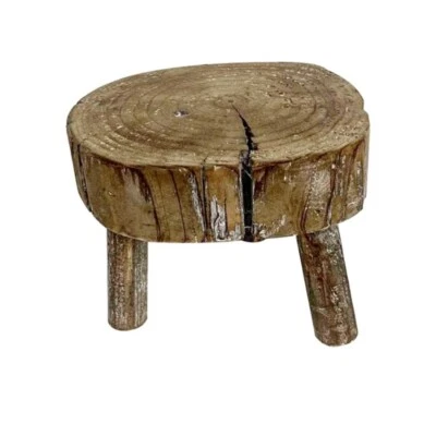 Solid wood photography round stool home decoration crack stool shooting props - Image 1 of 4