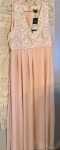AX Paris Woman’s Size: 16 Pink Long V Line Formal Party Gown Sleeveless NWT - Picture 1 of 8