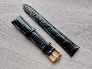 New 18mm Black/Brown Genuine Leather Watch Strap Golden Buckle For Omega - Picture 1 of 8