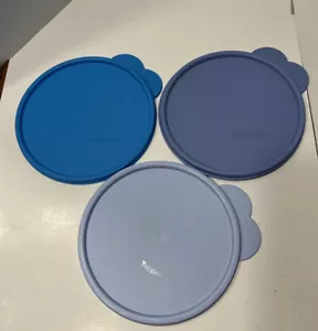 Tupperware Replacement Lids Lot Of 3 Butterfly Tab Round 6” 2541A-7&9 3131B-2 - Picture 1 of 6