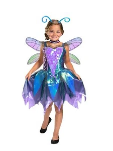 Girls Purple & Blue Iridescent Dragonfly Dress Halloween Costume S (6/6X) - Picture 1 of 1