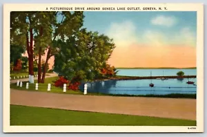 Postcards A Picturesque Drive Around Seneca Lake Outlet Geneva New York Unposted - Picture 1 of 2
