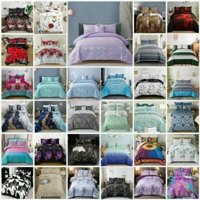 2025 Soft Floral Striped Comforter Set-Quilt Set (3Pcs) - King/Queen/Double Size