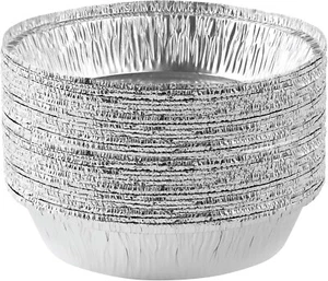 100 pack 7-Inch Round Aluminum Foil Pans, no Lid, Heavy Duty Disposable Pan - Picture 1 of 3