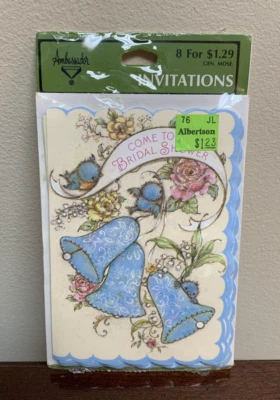 Tarjetas de invitaciones de ducha nupcial de embajador con sello Bluebird Bells de colección Foto 1 de 2