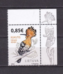Lithuania Litauen 2022 Birds Hoopoe Upupa Epops Stamp MNH, Corner - Picture 1 of 1