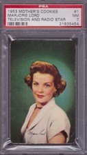 1953 MOTHER'S COOKIES MARJORIE LORD TRADING CARD #1 - PSA 7 - TV AND RADIO STAR
